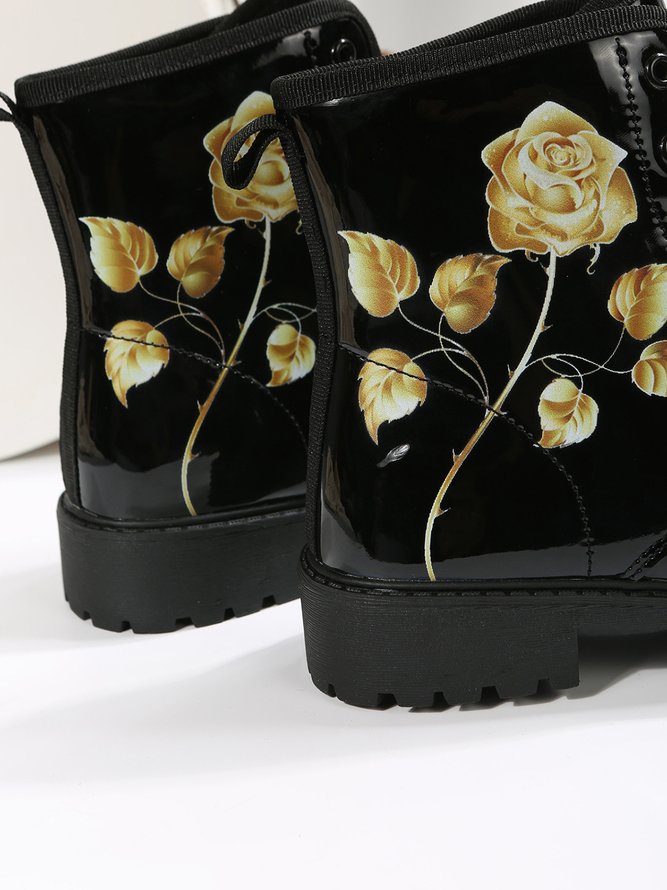 Valentine's Gold Rose Graphic Booties