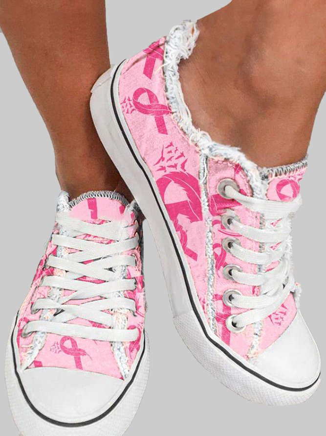 Pink Awareness Ribbon Canvas Sneakers