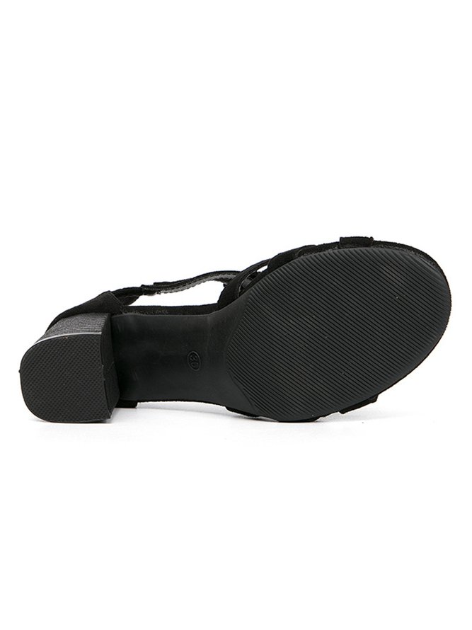 Elegant Tassel Back Zip Chunky Heel Sandals