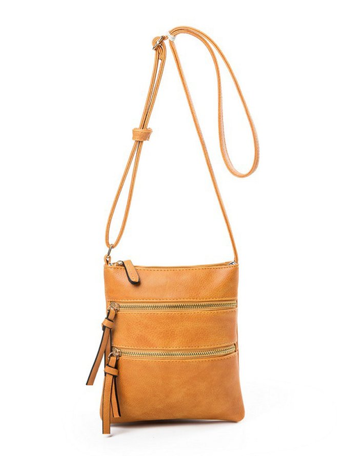 Multi-function Pocket Double Zip Shoulder Messenger Bag