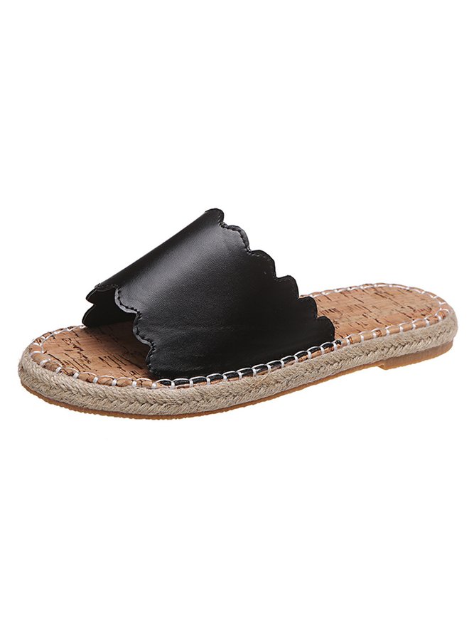Plus Size Plain Color Espadrille Sandals