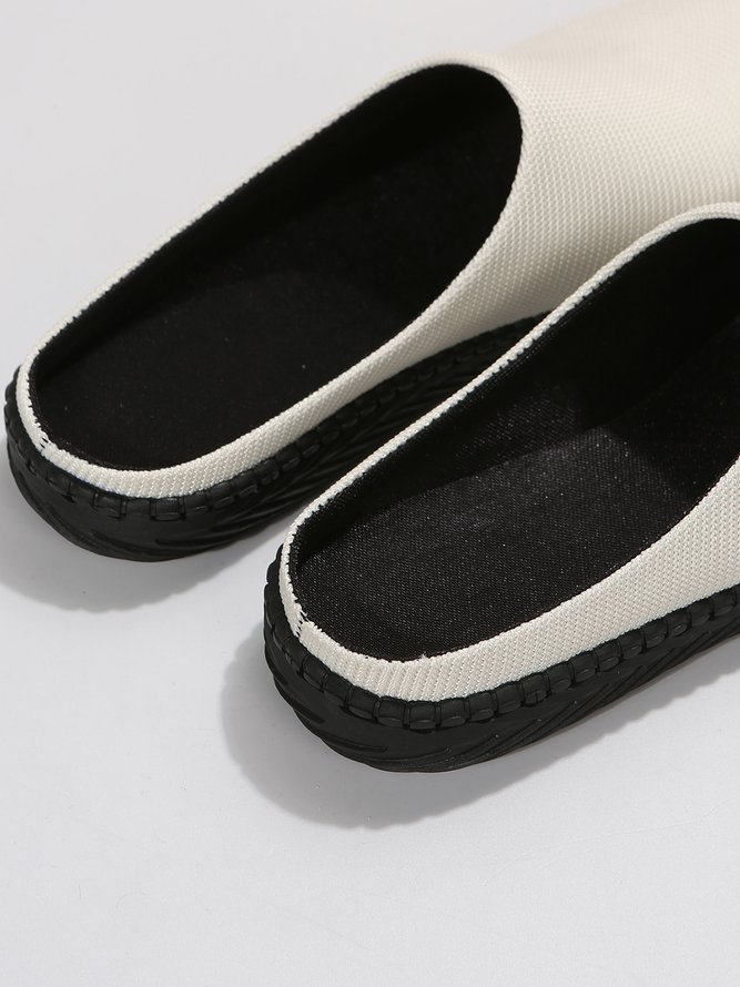 Plus Size Plain Color Mesh Fabric Flat Clog Shoes