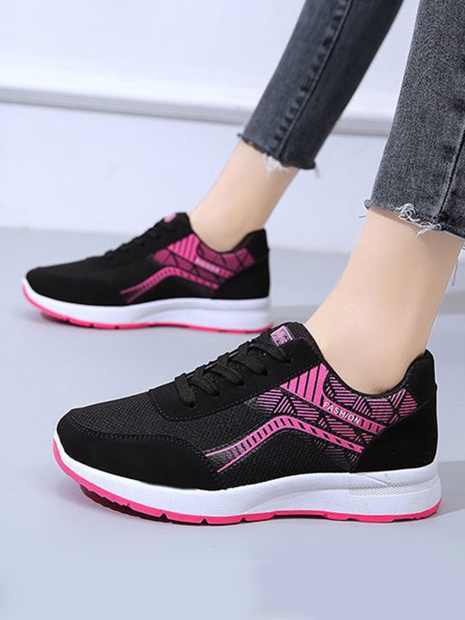 Mesh Panel Contrasting Color Breathable Lightweight Sneakers