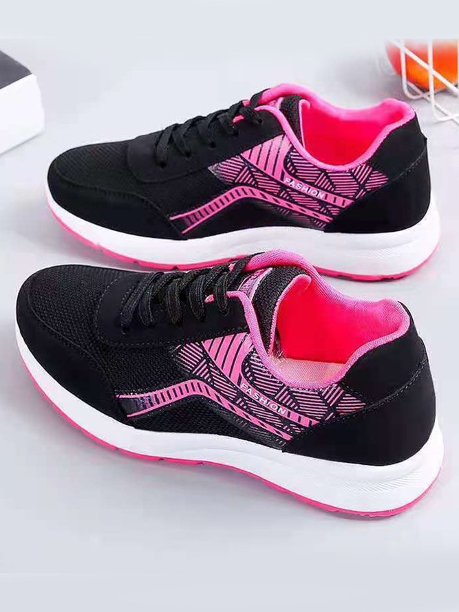 Mesh Panel Contrasting Color Breathable Lightweight Sneakers