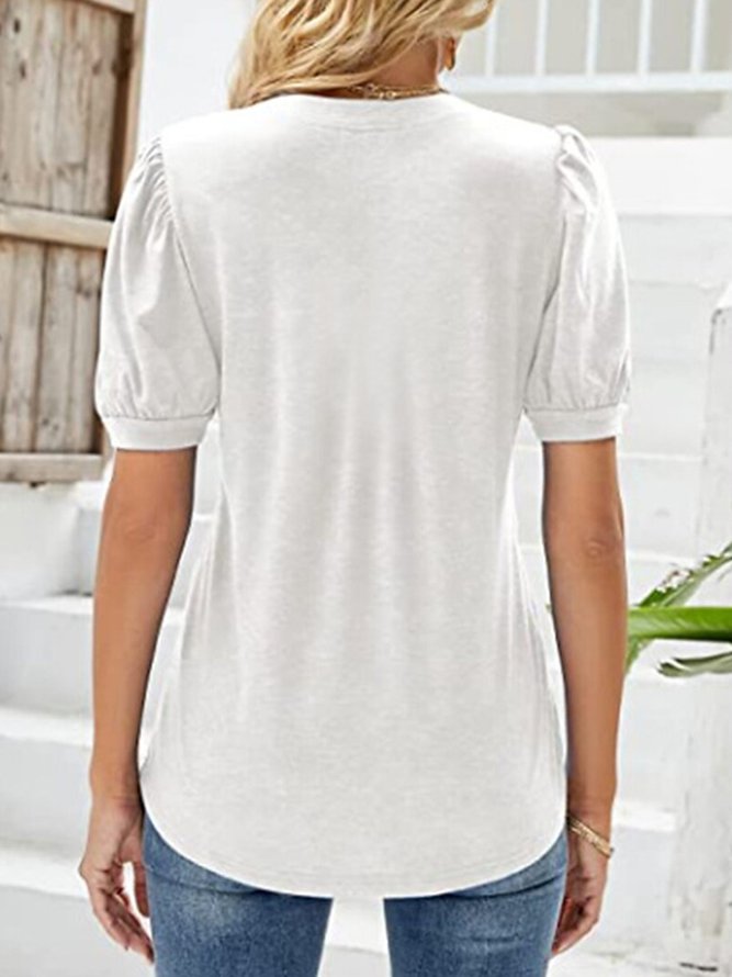 Loose Casual Ruched Plain Top