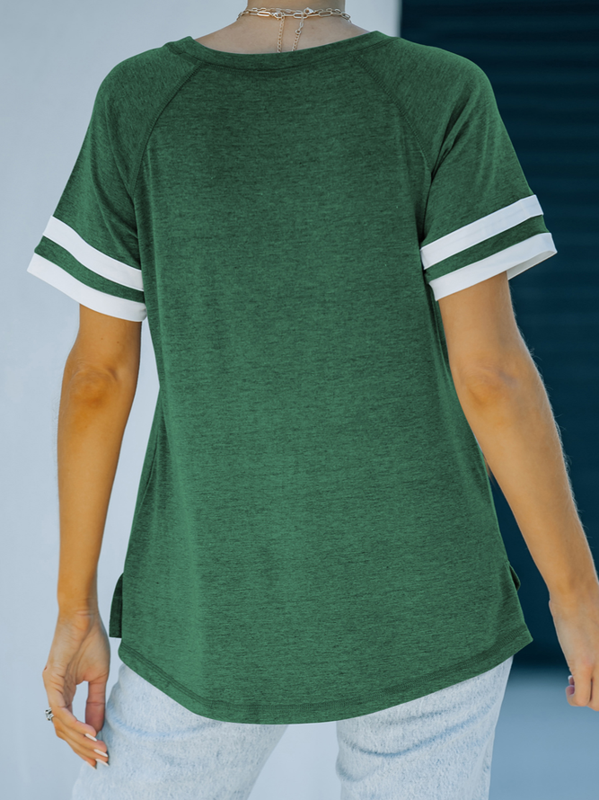 Loose Casual Cotton-Blend Crew Neck T-Shirt