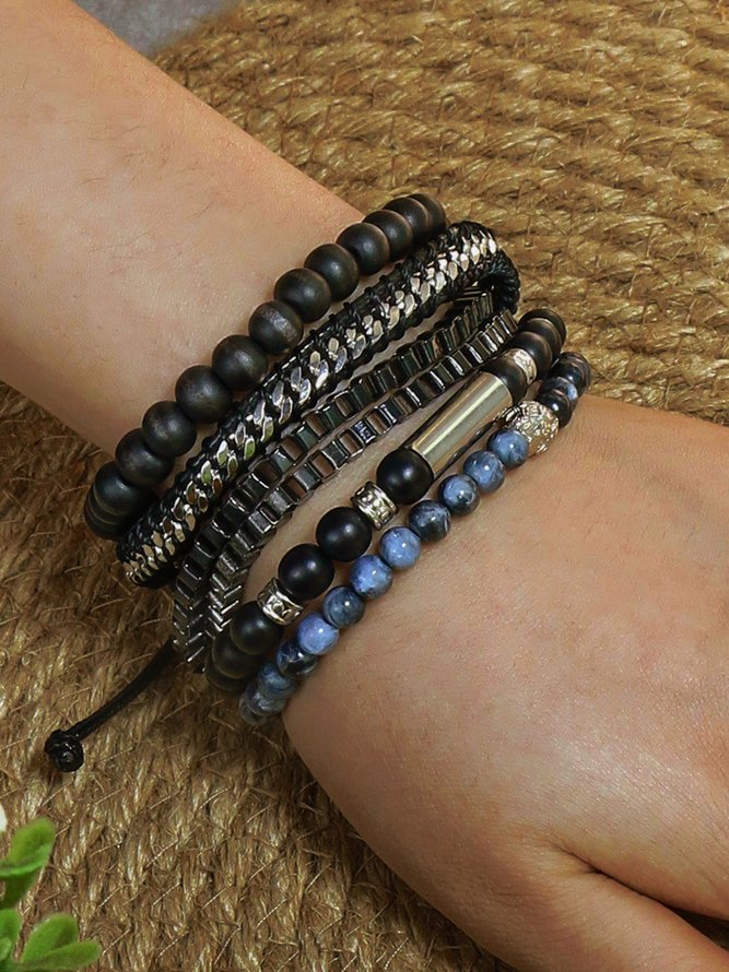 Casual Beaded Chain Layered Bracelet Everyday Vacation Jewelry