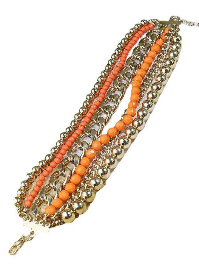 Boho Holiday Chunky Chain Beaded Layered Bracelet Set Jewelry
