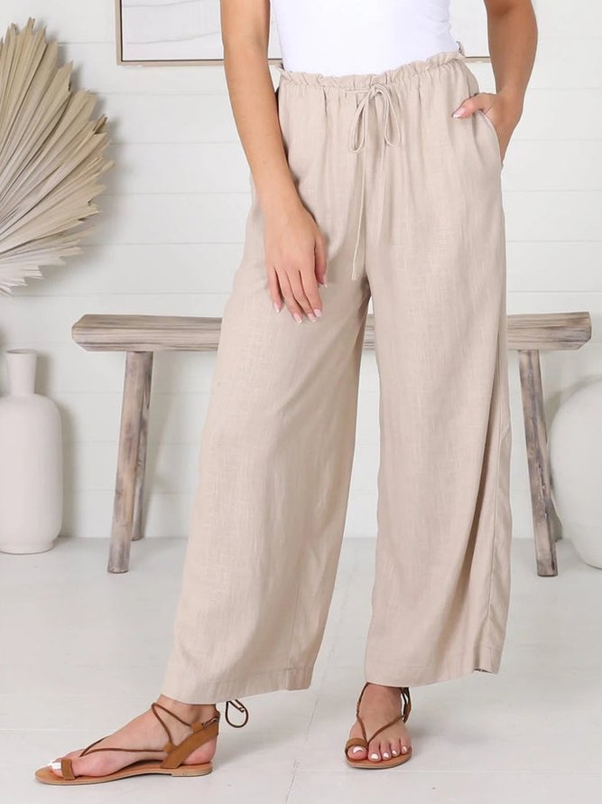 Cotton And Linen Drawstring Casual Casual Pants