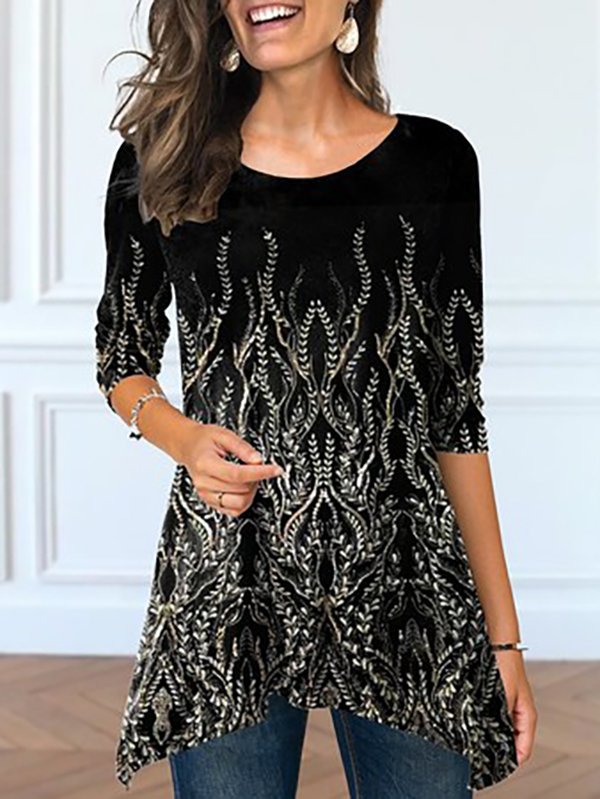 Casual Knitted Loose Abstract T-Shirt