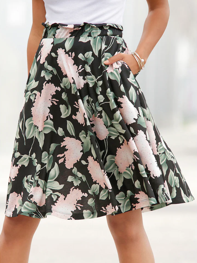 Loose Floral Casual Skirt