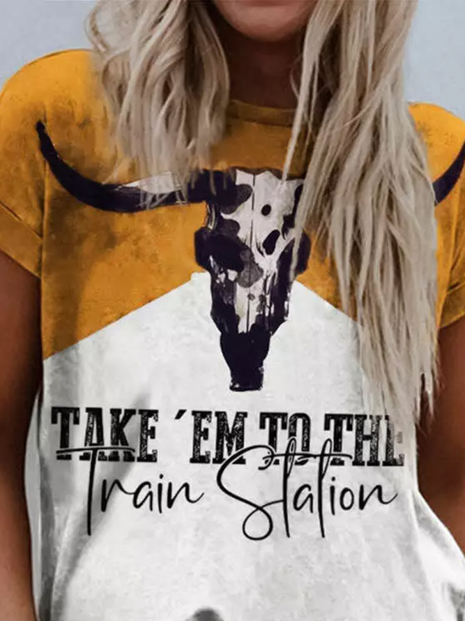 Cattle Crew Neck Ethnic T-Shirt
