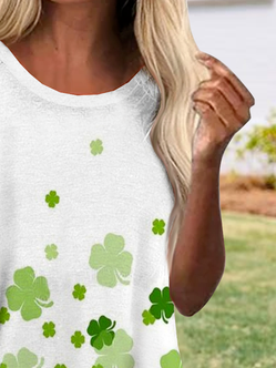 Crew Neck Four-Leaf Clover Knitted Casual Top