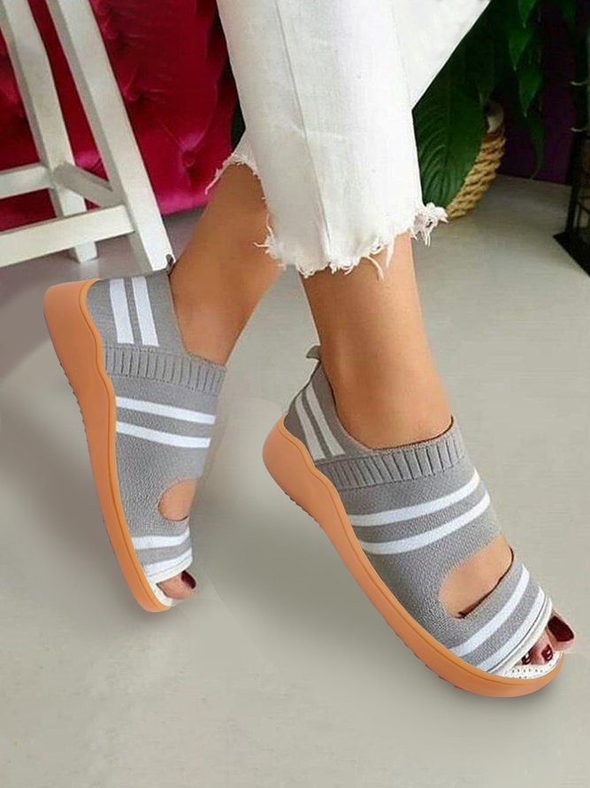 Comfort Soft Sole Gray Flyweave Sandals