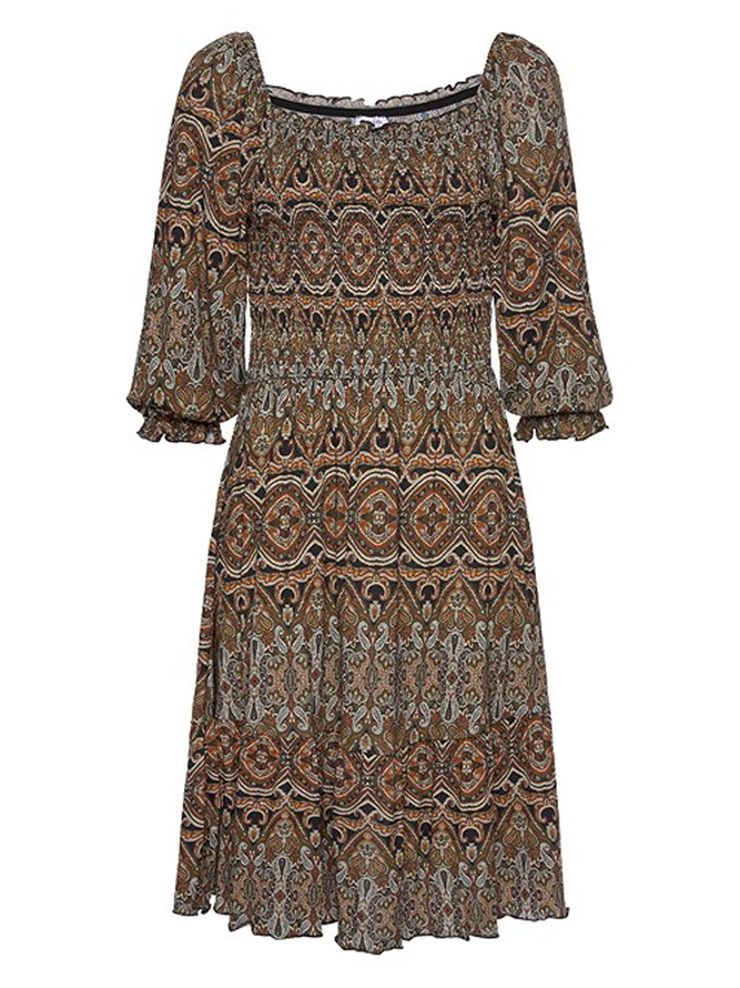 Ethnic Square Neck Boho Knitted Dress