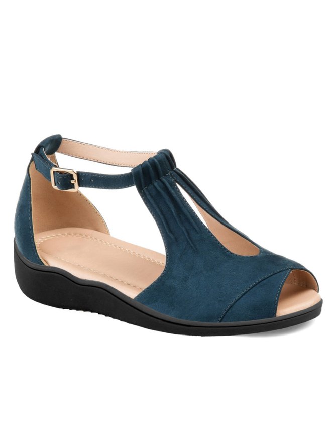 Comfy Sole Navyblue Hollow out Peep-Toe Sandals