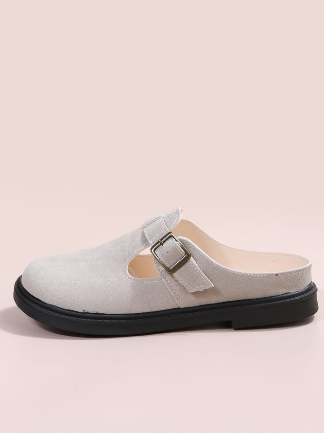 Casual Buckle Decor Hollow out Flat Mules