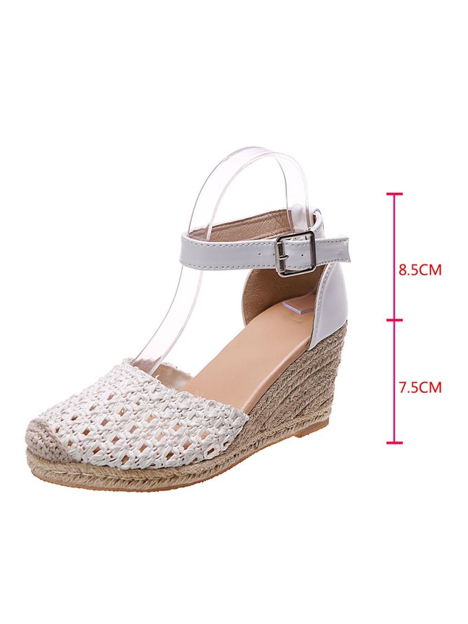 Vacation Braided Hollow out Wedge Heel Espadrille Sandals