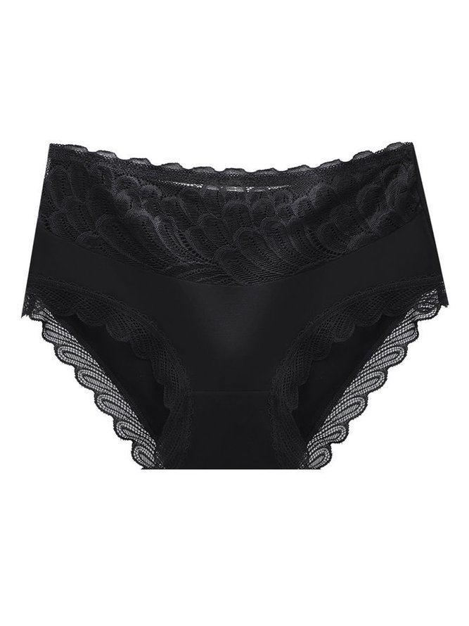 Sexy Lace Breathable Modal Mid Waist Briefs