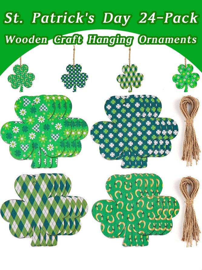 Decorations 24-Pack Wooden Craft Hanging Ornaments