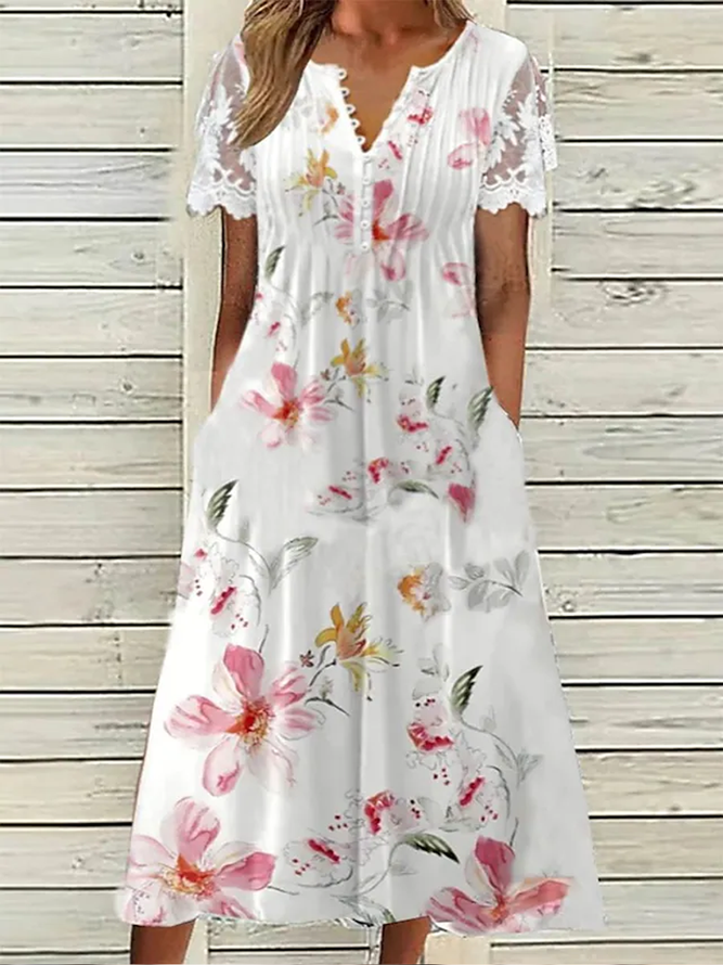 Women's Maxi Dress Floral Vacation Dress Buttoned