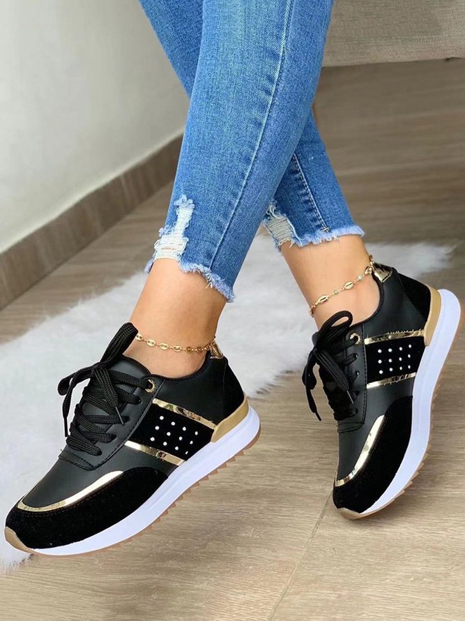 Women's Color Block Casual Lace-Up Sneakers