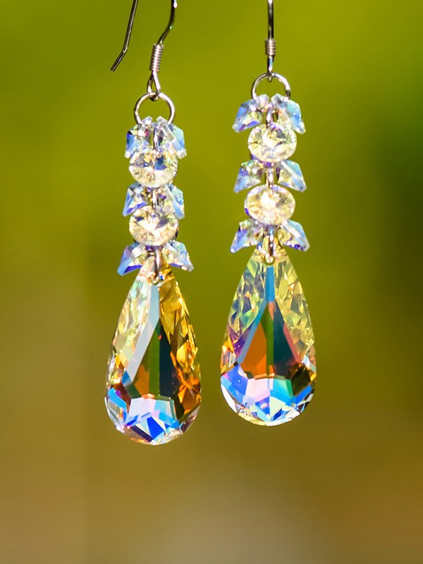 AB Color Crystal Drop Earrings Daily Casual Jewelry
