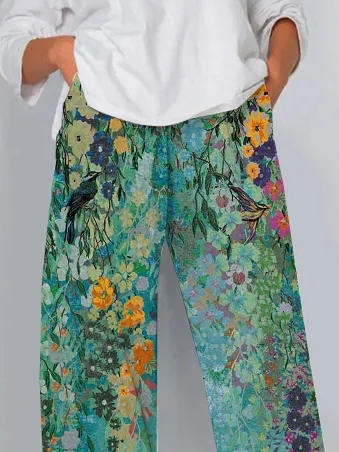 Loose Floral Casual Pants