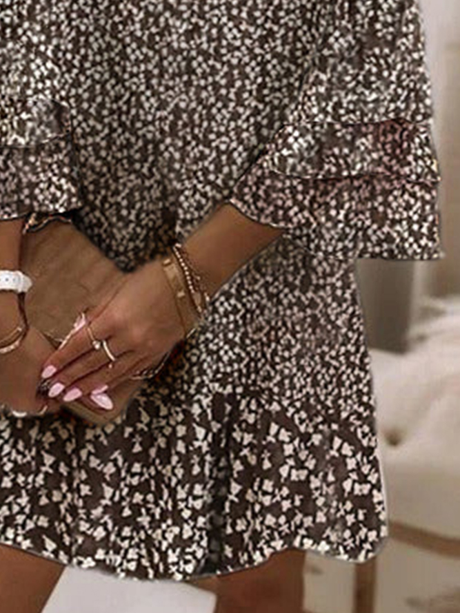 Women's Mini Dress Loose Polka Dots Dress Ruffled Sleeves Cold Shoulder Vacation