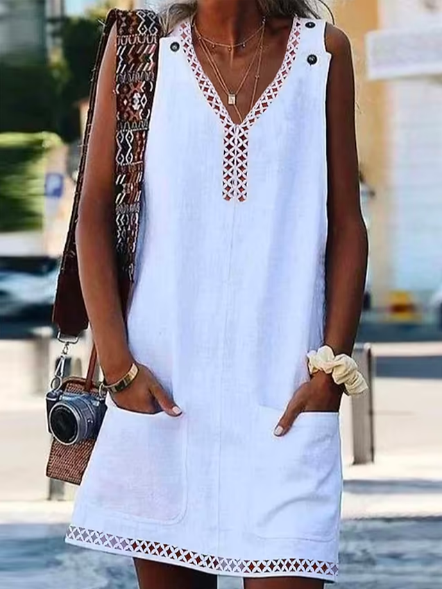Loose Cotton Casual Lace Dress