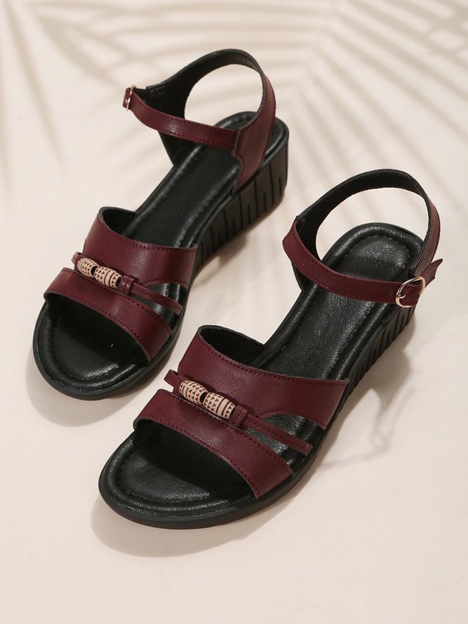 Vintage Beaded Casual Comfort Wedge Sandals