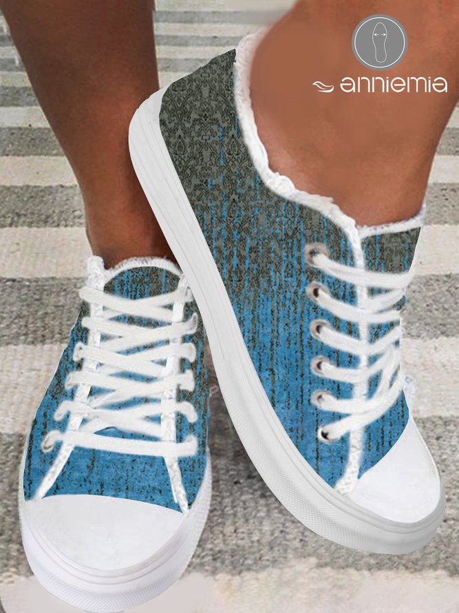 Abstract Blue Gradient Print Canvas Shoes