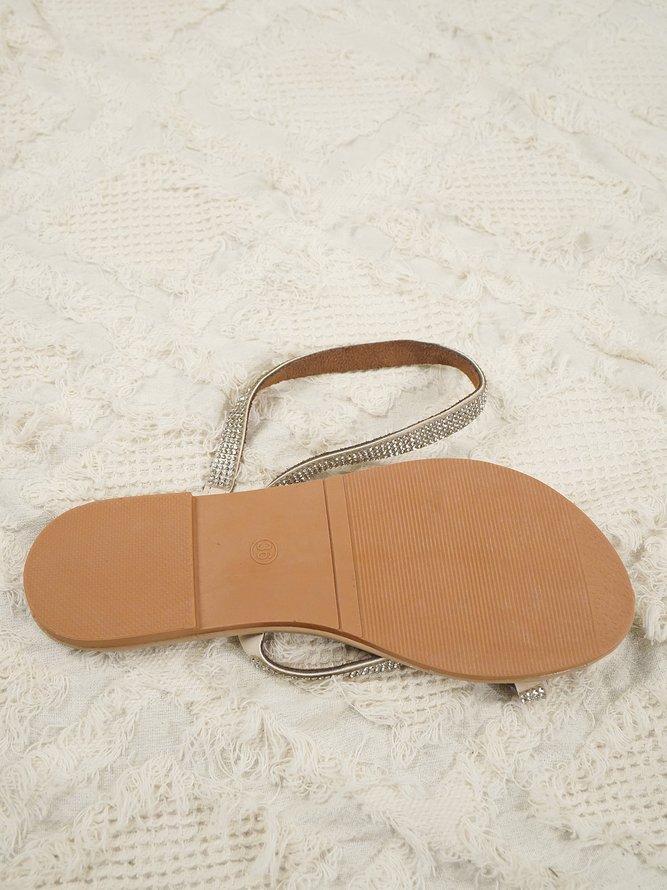 Rhinestone Strap Flat Sandals