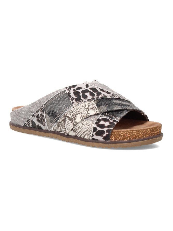 Casual Animal Printed Canvas Footbed Slide Sandals