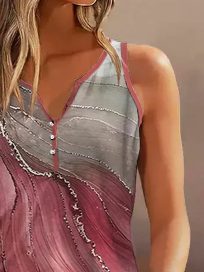 Loose Jersey Notched Casual Tank Top