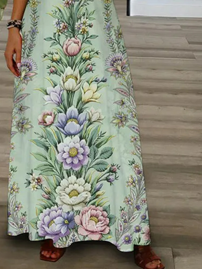 Women's Maxi Dress Floral Vacation Dress Regular Fit V Neck
