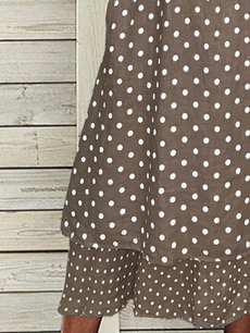 women's polka dot leisure Cotton Linen Dress With No