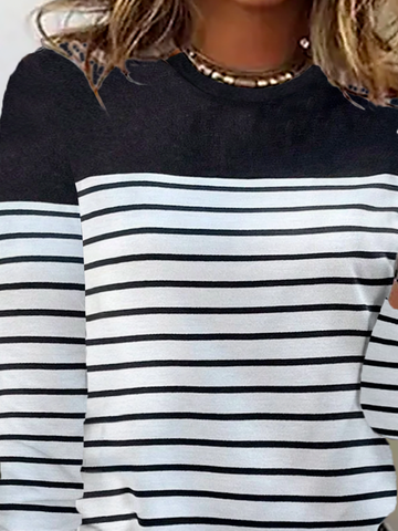 Plus size Casual Striped Crew Neck T-Shirt