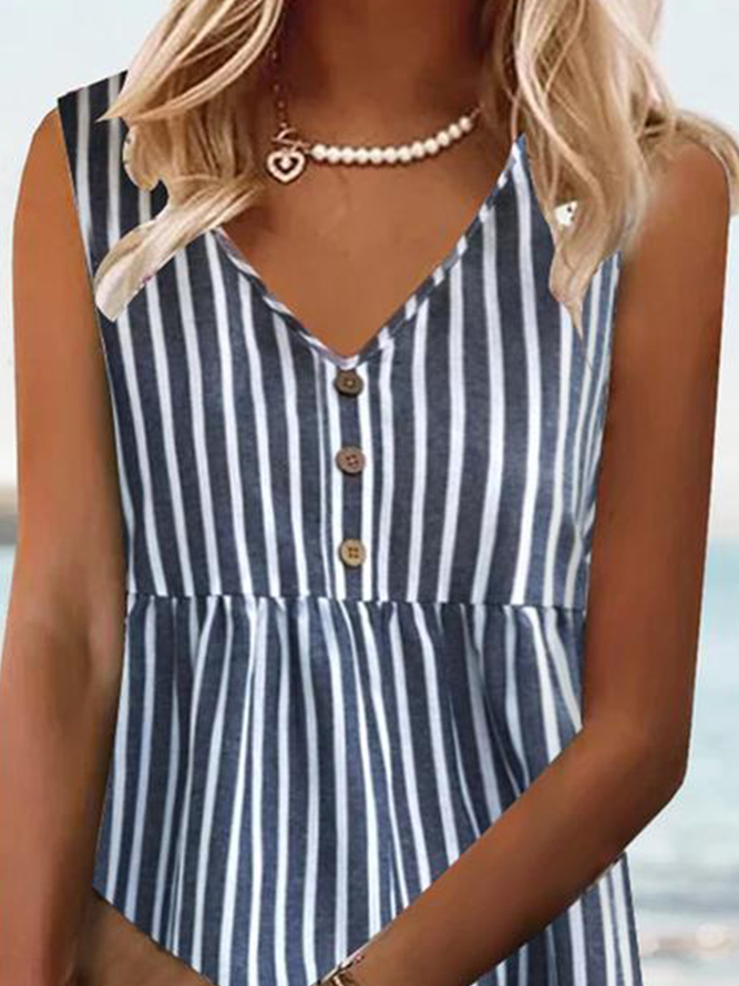 Buttoned Casual Loose Dress