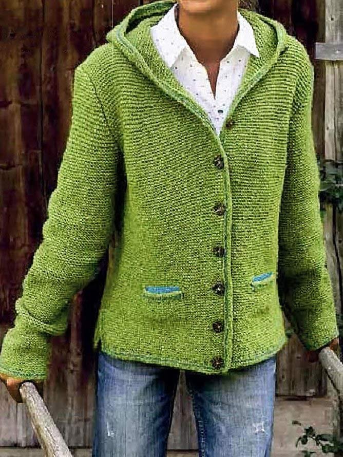 Women Coats Hooded Long Sleeve Knitted Cardigan Sweater coat