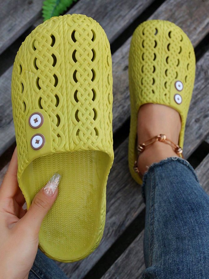Casual Hollow Out Waterproof Beach Mules Slippers