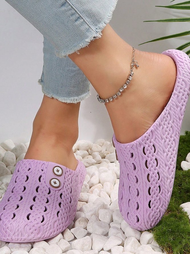 Casual Hollow Out Waterproof Beach Mules Slippers