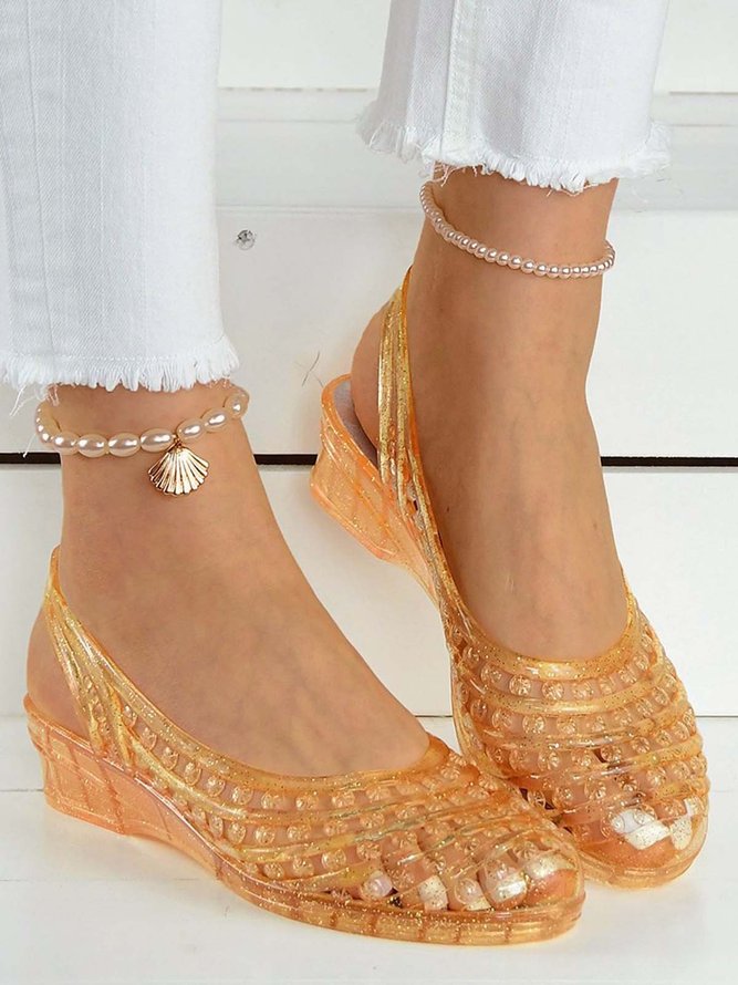 Casual Glitter Hollow Out Waterproof Slingback Shoes