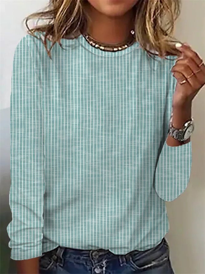 Women's Striped  T-Shirt Loose Casual Crew Neck Tops