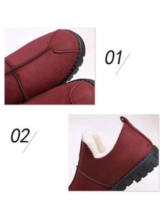 Solid Color Waterproof Faux Suede Warm Fleece Snow Boots