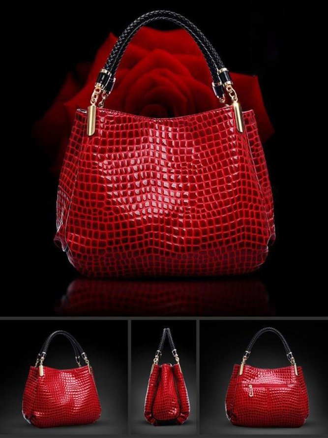 Shiny Crocodile Faux Leather Urban Commuter Handbag