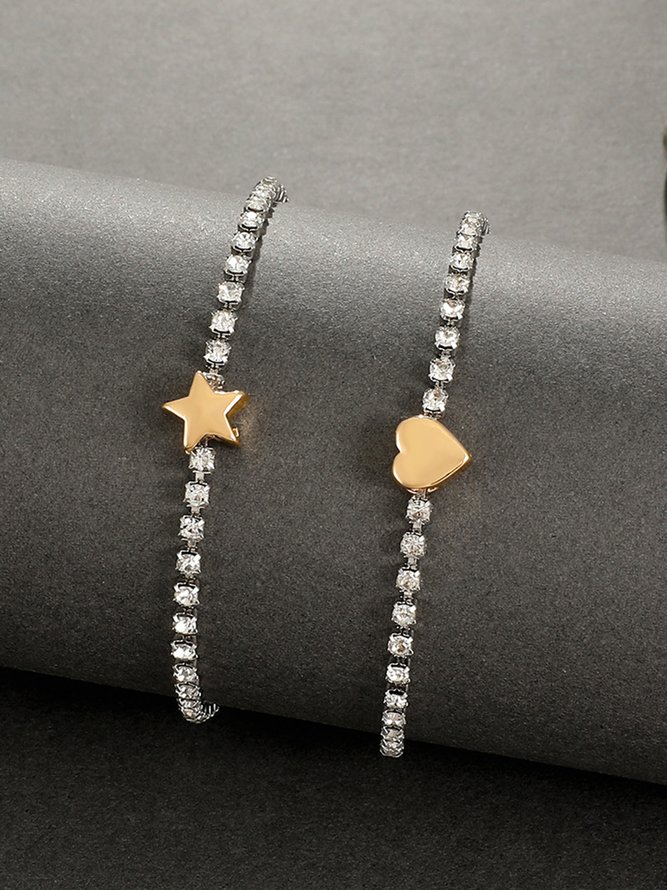 Minimalist Rhinestone Heart Star Chain Bracelets