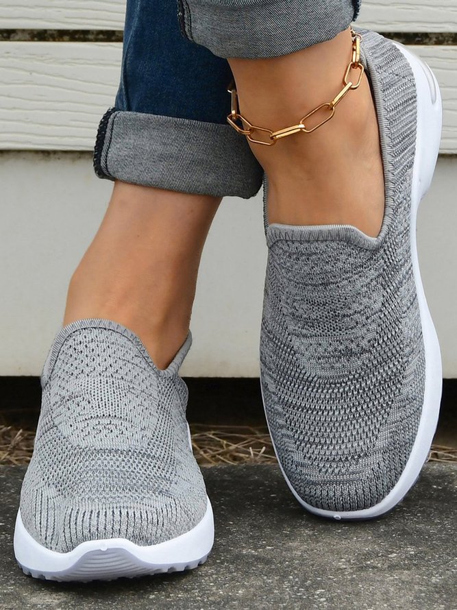 Breathable Cushioned Sole Slip On Flyknit Sneakers