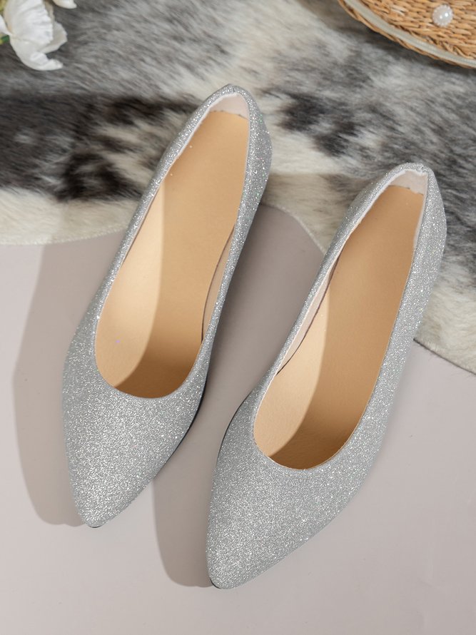Women Minimalist Glitter Pointed Toe Shallow Shoes