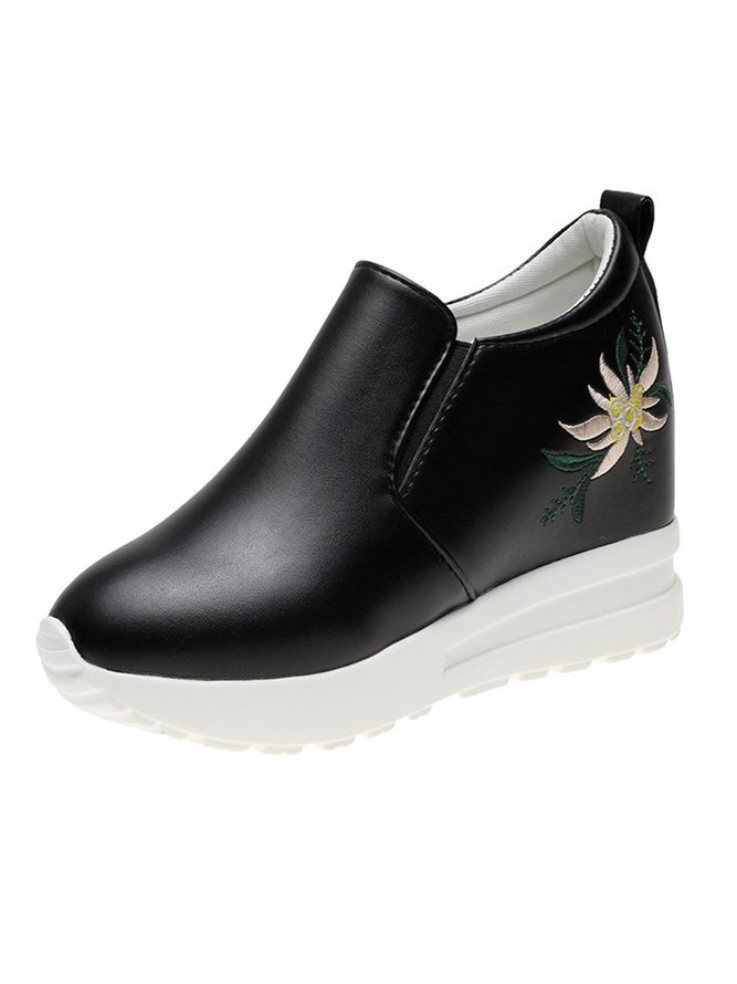 Casual Floral Embroidery Slip On Within Shoes